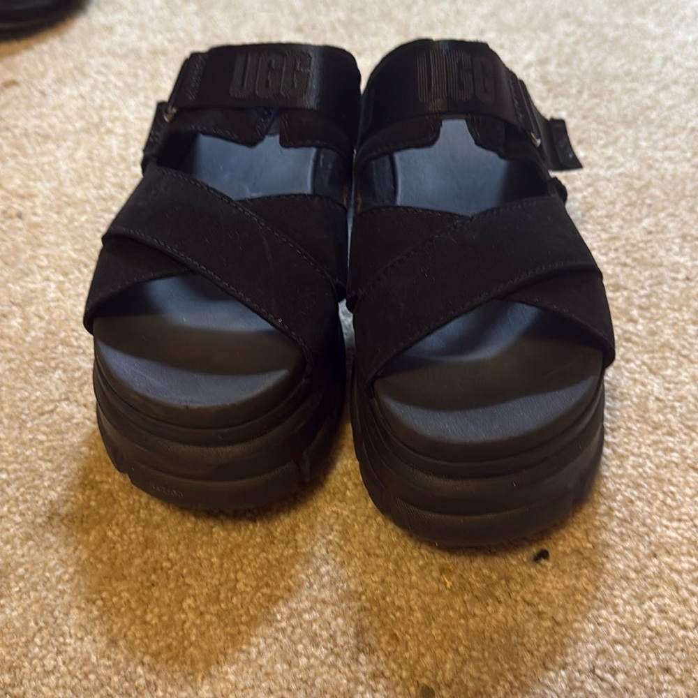 UGG Black Crisscross Platform Sandals